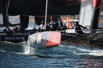 Kiwis flew today, finishing 4-2-1 in Fleet Racing before beating James Spithill and Oracle head-to-head. Photo:2011 Gilles Martin-Raget/americascup.com