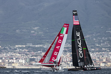 Luna Rossa Swordfish and Oracle Slingsby in the Match Race Final, Sunday. Photo:2013 Luna Rossa/Carlo Borlenghi