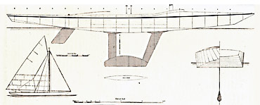 First known twin-fin design. Click image to enlarge and read more. Image from The Yachtsman (1898)/Jacques Taglang Collection