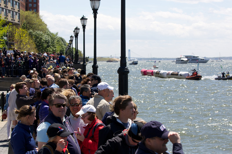 Looking south from the Marina along Battery Park City. Organizers report crowds approaching 100,000 people.