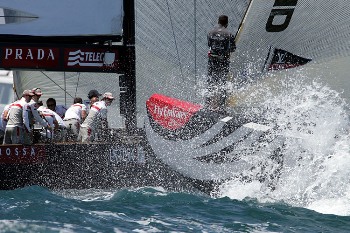 The Italian Luna Rossa Challenge sails the sixth race (Flight 6) of the Louis  Vuitton Cup, the challenge regatta of the America's Cup,Valencia, Spain, 25  April 2007. A challenger will first have