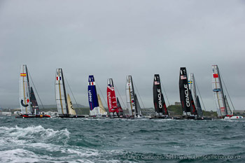 Showing the colors: Fleet racing was the order of the day in Plymouth for the start of the America's Cup World Series regatta.