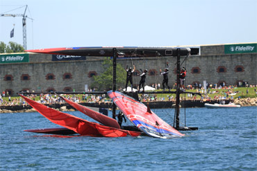 ETNZ troubles in Newport. Photo:2012 ACEA/Gilles Martin-Raget